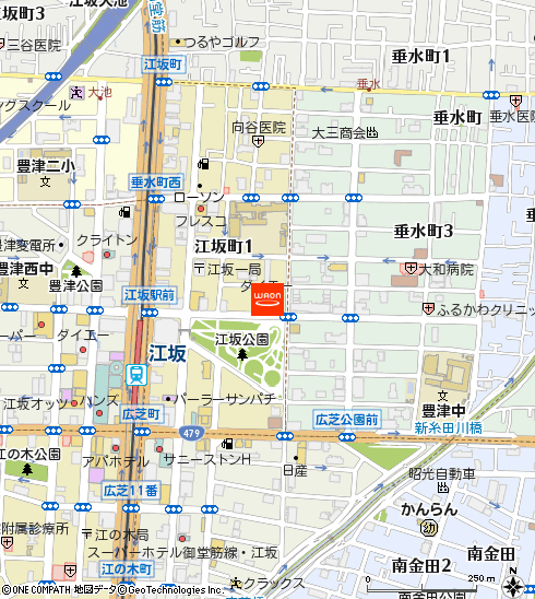 ダイエー江坂公園前店付近の地図